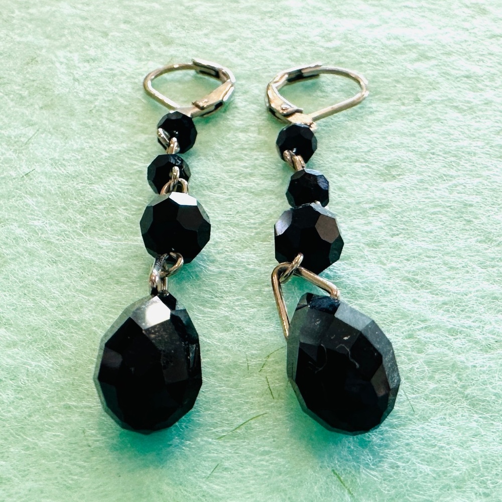 Black Crystal Drop Earrings